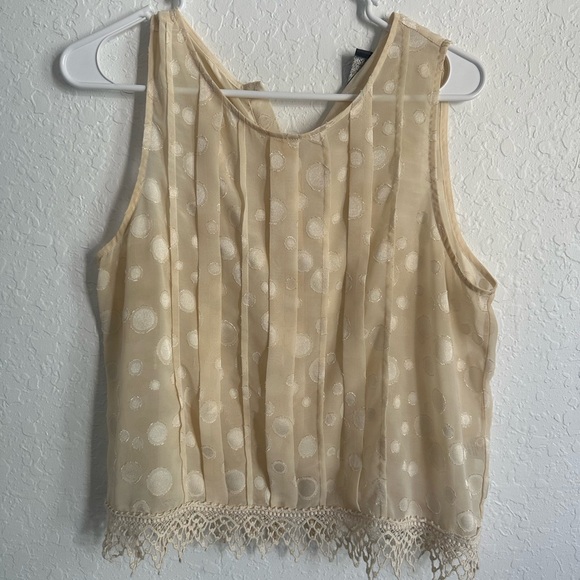 Astr Tops - FINAL PRICE Astr Cream Polka Dot Lace Hem Blouse